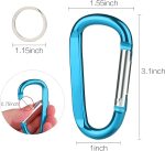 6PCS Black Carabiner Caribeaner Clip,3" Large Aluminum D Ring Shape Carabeaner with 6PCS Keyring Keychain Hook… - Image 2