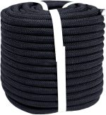 Braided Polyester  Rope (3/8 inch X 100 feet) High Strength Bull Rope for Tree Work Truck Securing Camping Swing, Black - Image 2