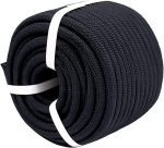Braided Polyester  Rope (3/8 inch X 100 feet) High Strength Bull Rope for Tree Work Truck Securing Camping Swing, Black