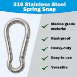 Marine Grade 316 Stainless Steel Carabiners Heavy Duty, Durable & Rust-Free Clips for Gym, Swing, Dog Leashes, Hammocks, Keychains, and More - Image 2