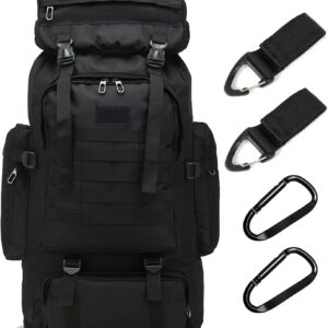 70L Hiking Backpack for Men, Waterproof Lightweight Camping Backpack,  Rucksack with , 3-Day Assault Pack for Travel, Climbing, Outdoor Sports(Black)