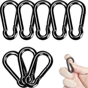 Carabiner Clips Black  Spring Snap Hooks Small Carabiners Heavy Duty Galvanized Steel Quick Links for Rust-Resistant Keychain Clips Outdoor Hiking Camping Hammock Fishing 1.56" 1.97" 2.36" 3.15"