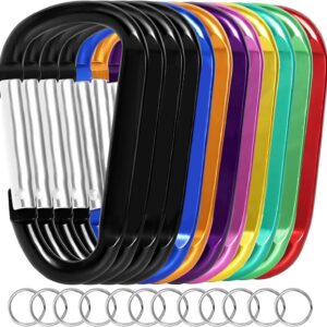 12PCS Carabiner Keychain Clip - 3" Aluminum Caribeener Key Clip,D Ring Shape Nonlocking Carabeaner Hook Buckle,Multi-Function Spring Snap Key Clips Tool for Home,Camping,Hiking,Traveling,Backpack