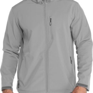 Men's Lightweight Softshell Jacket Fleece Lined Hooded Water Resistant Winter Hiking Windbreaker Jackets