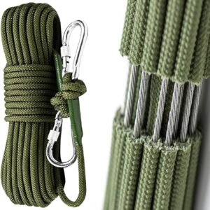 Climbing Rope Built in Steel Wire Static Rock Climbing Rope for Escape Rope Ice Climbing Equipment Fire Rescue Parachute(32 ft)
