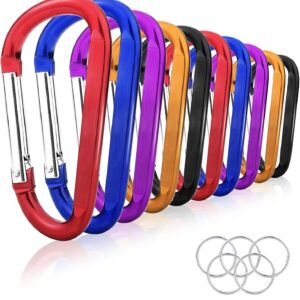 10 Pack 3'' Aluminum Spring Snap Hook Carabiner D Ring Carabiner Clip Camping Accessories Fishing Hiking Traveling and Keychain