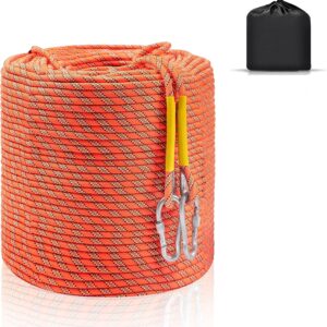 Climbing Rope, Dynamic Rock Climbing Rope, Braided Polyester  Rigging Rope, Escape Equipment in 32ft/64ft/96ft/160ft/230ft/500ft/985ft with Carry Bag